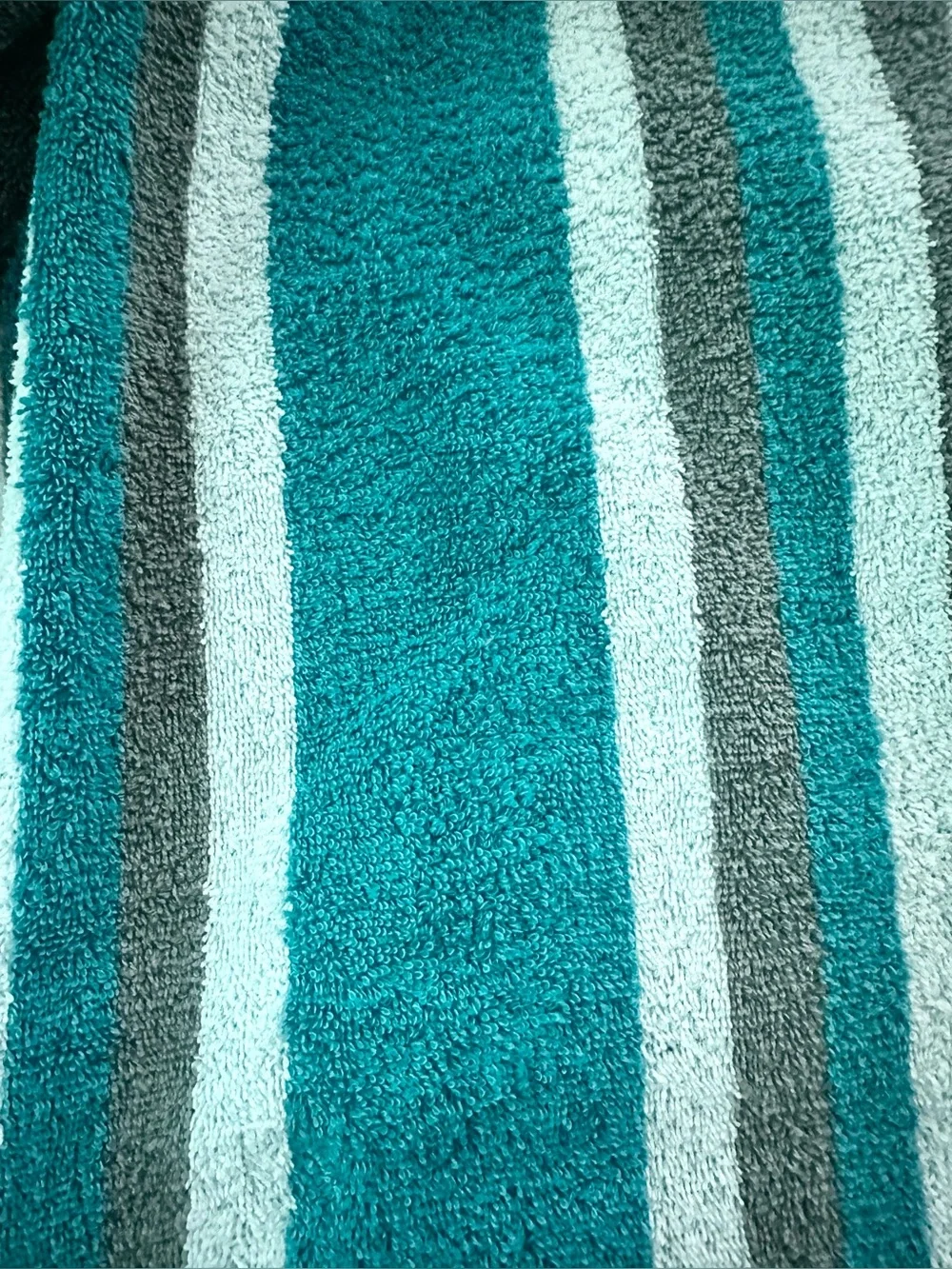 2 Mainstays Teal and Gray Striped Plush Towel